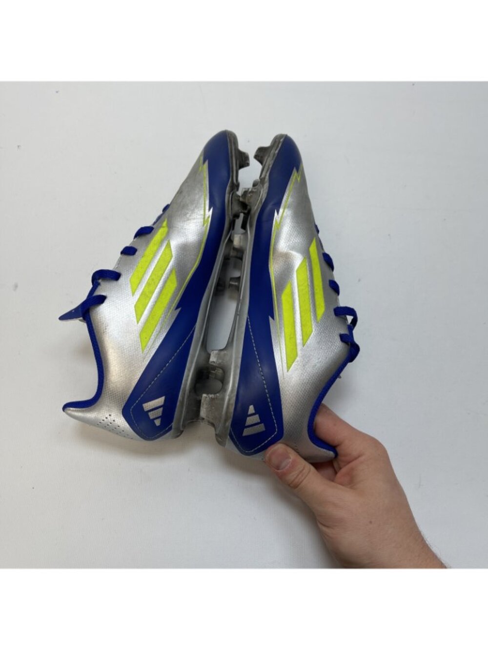 Adidas F50 Club FG/MG J Messi Youth Kids 5 Soccer Cleats Silver Blue IH0926 - Picture 9 of 13